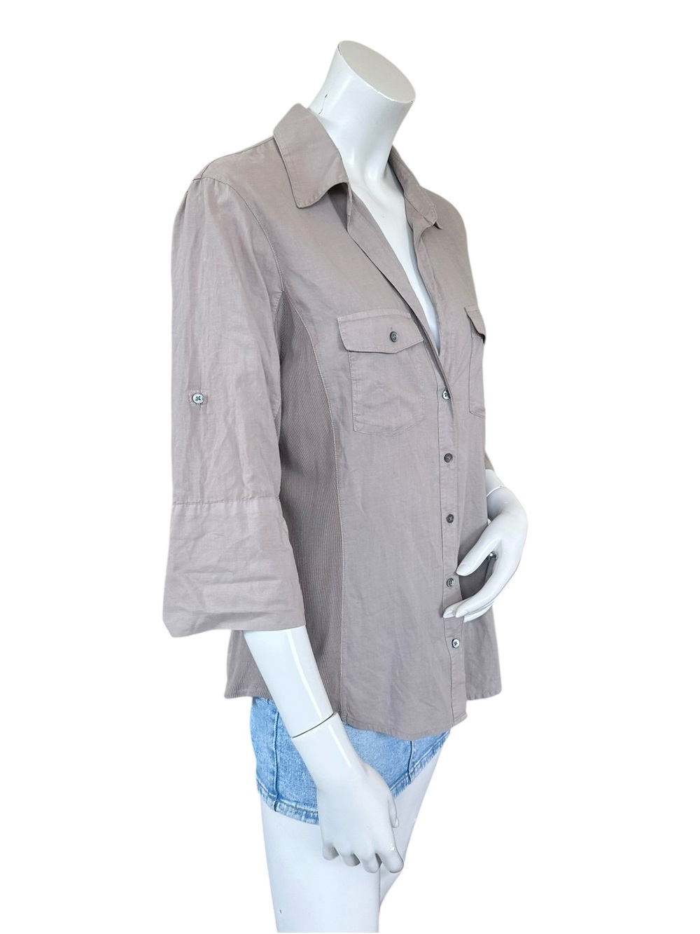 Standard James Perse Mixed Material Side Panel Button Down Collared Shirt 4/XL - Picture 4 of 9
